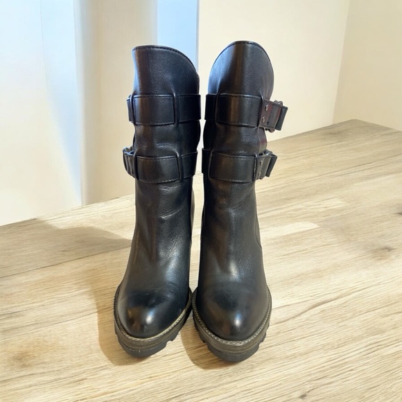 Coach Thelma Boots Womens Size 5B Black Leather Buckle Ankle Heel Booties - Picture 1 of 6